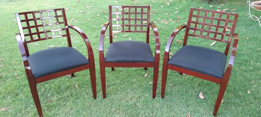 Cherry Red 3 Wood Chairs