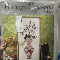 Magnolia Floral Vase Cross Stitch Kit