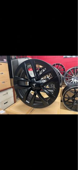 Tesla model S or X 20” new blk sports style new rims tires sets