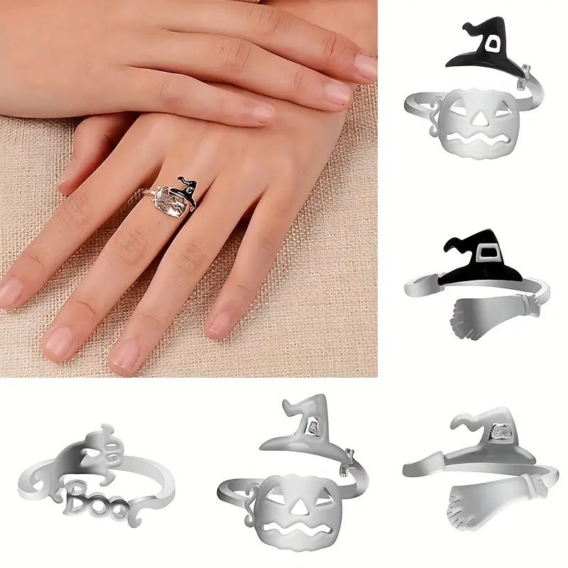 Stylish 10 rings  featuring a Halloween pumpkin design. Perfect for festive occasions.
