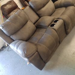 Grey Electric Recliner Love Seat 