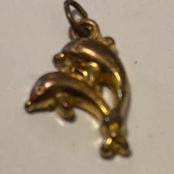 Gold Tone Costume Dolphin Pendant Charm