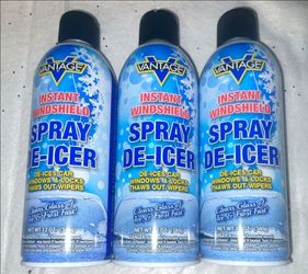 Lot of 6 Vantage - Instant Windshield SPRAY DE-ICER- NEW- locks & Windows- 12 oz