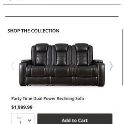 Party Time Dual Power Reclining Loveseat with Console and Dual Power Reclining Sofa