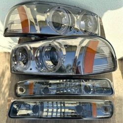 99-06 Gmc Sierra Yukon Projector Headlights Luces Focos Micas Faros Faroles Headlamps 