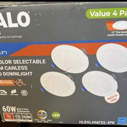HALO 4 pack HLBSL 4 in. Can Less Integrated LED, 600 Lumens, 5CCT, White