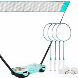 EasyGo Badminton Set – Net + 4 Rackets + 4 Birdies & Portable Storage Box