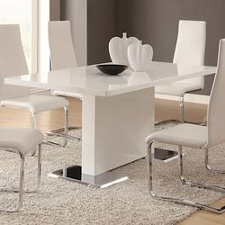 Brand New 7 PC Glossy White Dining Set