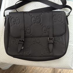 Gucci Black Messenger Bag with Embossed GG Monogram