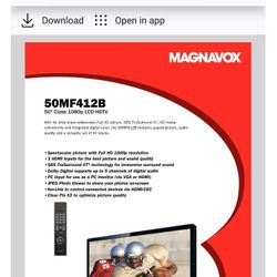 MAGNAVOX HD HDTV 1080p HDMI 50" 50 inch 