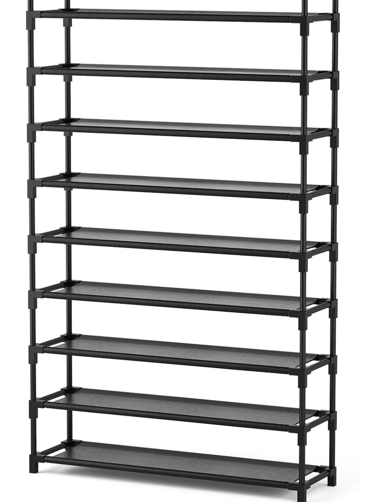 VTRIN 10-Tier Shoe Rack - Large Capacity 50 Pair Organizer with Two Hooks - Sturdy Metal Shoe Shelf for Entryway, Closet, Bedroom