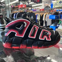Nike Air More Uptempo Black White Laser Crimson
