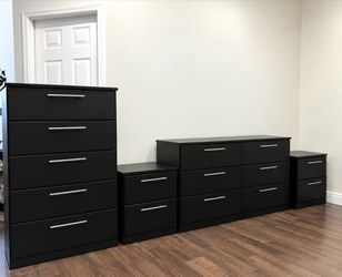 DRESSER, CHEST AND TWO NIGHTSTANDS