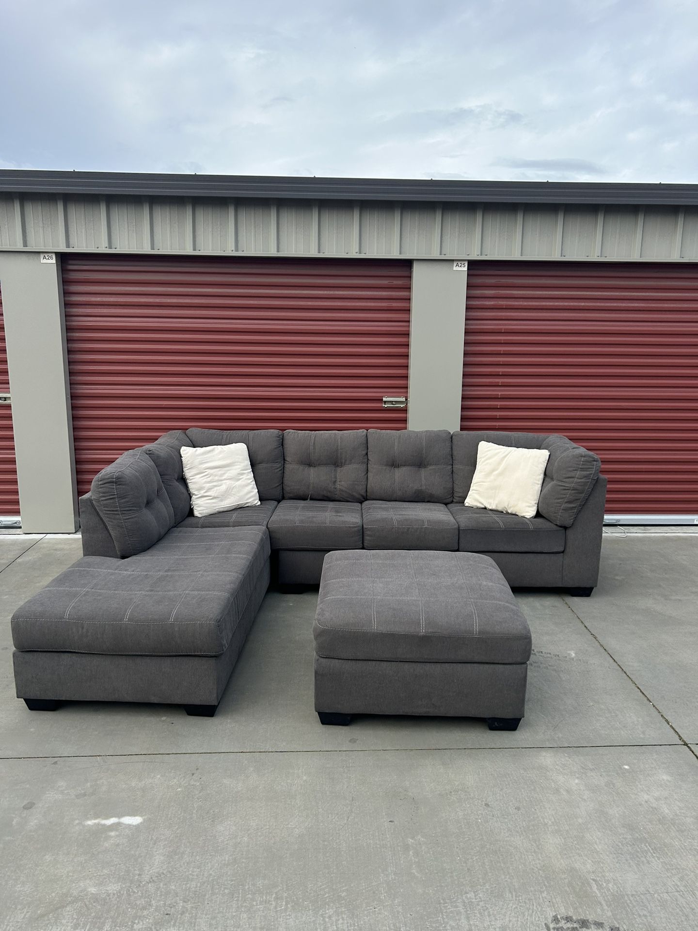 FREE DELIVERY&INSTALLATION Gray Sectional Couch+Ottoman