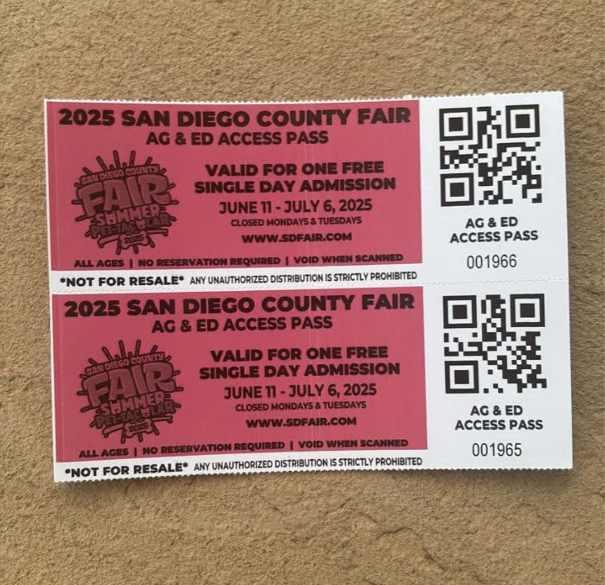 3 Del Mar Fair Tickets