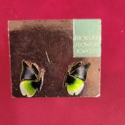 Butterfly Pierced Earrings Sterling Silver NEW