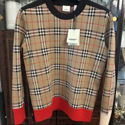 Burberry Nova Check Jacquard Sweater Authentic New Size L