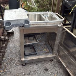 Stainless Steel Double Sink Utility Cart