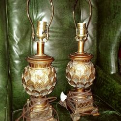 Pair Of Gorgeous Heavy Antique Lamps