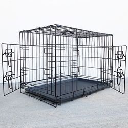 New in box $40 Folding 30” Dog Cage 2-Door Folding Pet Crate Kennel w/ Tray 30”x18”x20” 