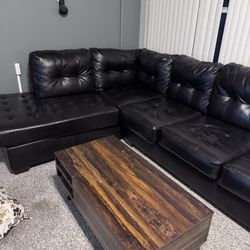 Leather Couch  Comes With Free Table 