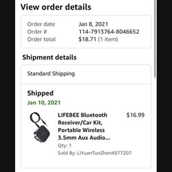 LIFEBEE Bluetooth Receiver/Car Kit, Portable Wireless 3.5mm Aux Audio