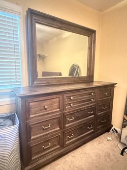Dark Wood Dresser with Mirror
