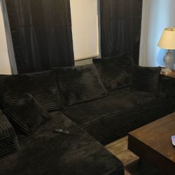 Big Beautiful Boneless Couch. Black, Suede