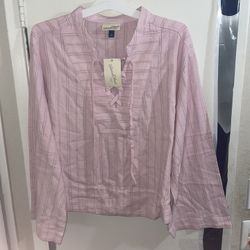 Women's Bell Long Sleeve Tie-Front Popover Blouse - Universal Thread NWT Large