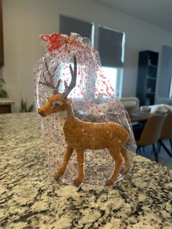 Flocked Deer Christmas Decor
