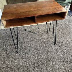 Hairpin Writing Desk w/ Storage & Outlets