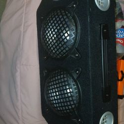 two 6.5 inch speakers in a ported carry  box 