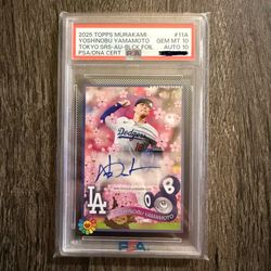 Yoshinobu Yamamoto 2025 Topps Murakami Tokyo Series (Black Foil) /10 PSA 10