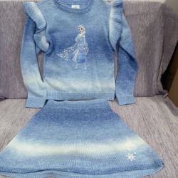 Disney Frozen Elsa Girls Knit Sweater and Skirt Set