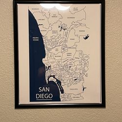Map Of San Diego Print with Frame