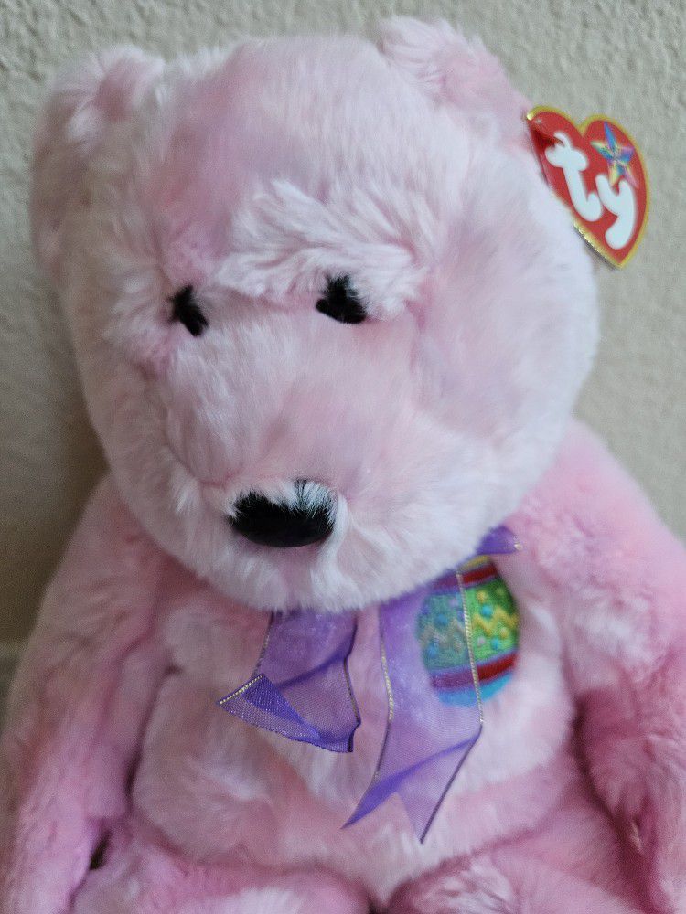 Easter Gift Easter Bear Teddy Bear  Ty Collectable Beanie Babies  Pink Bear Retired Beanie Bears 