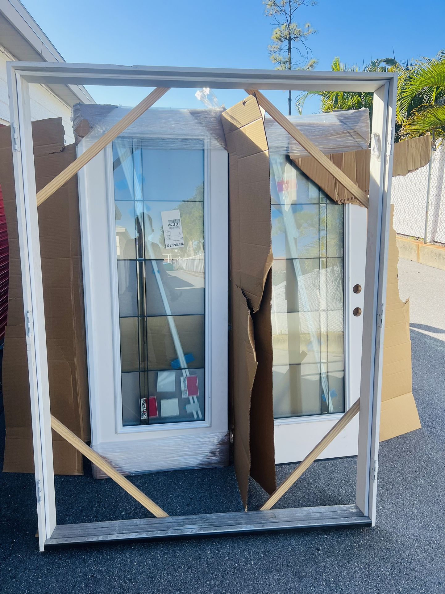 Brand New Hurricane Impact Double French Door With Frame 60x80