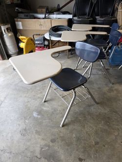 Tablet Arm School Desk with Book Rack - 18" Seat Height