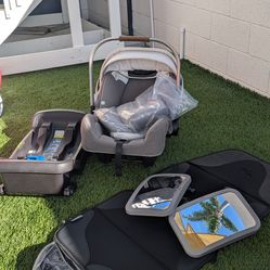 Nuna Pipa Infant Carseat + Cushion Pads + Mirrors + Seat Liner