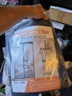 Magnetic Screen Door - Black, 38x82 in (New)