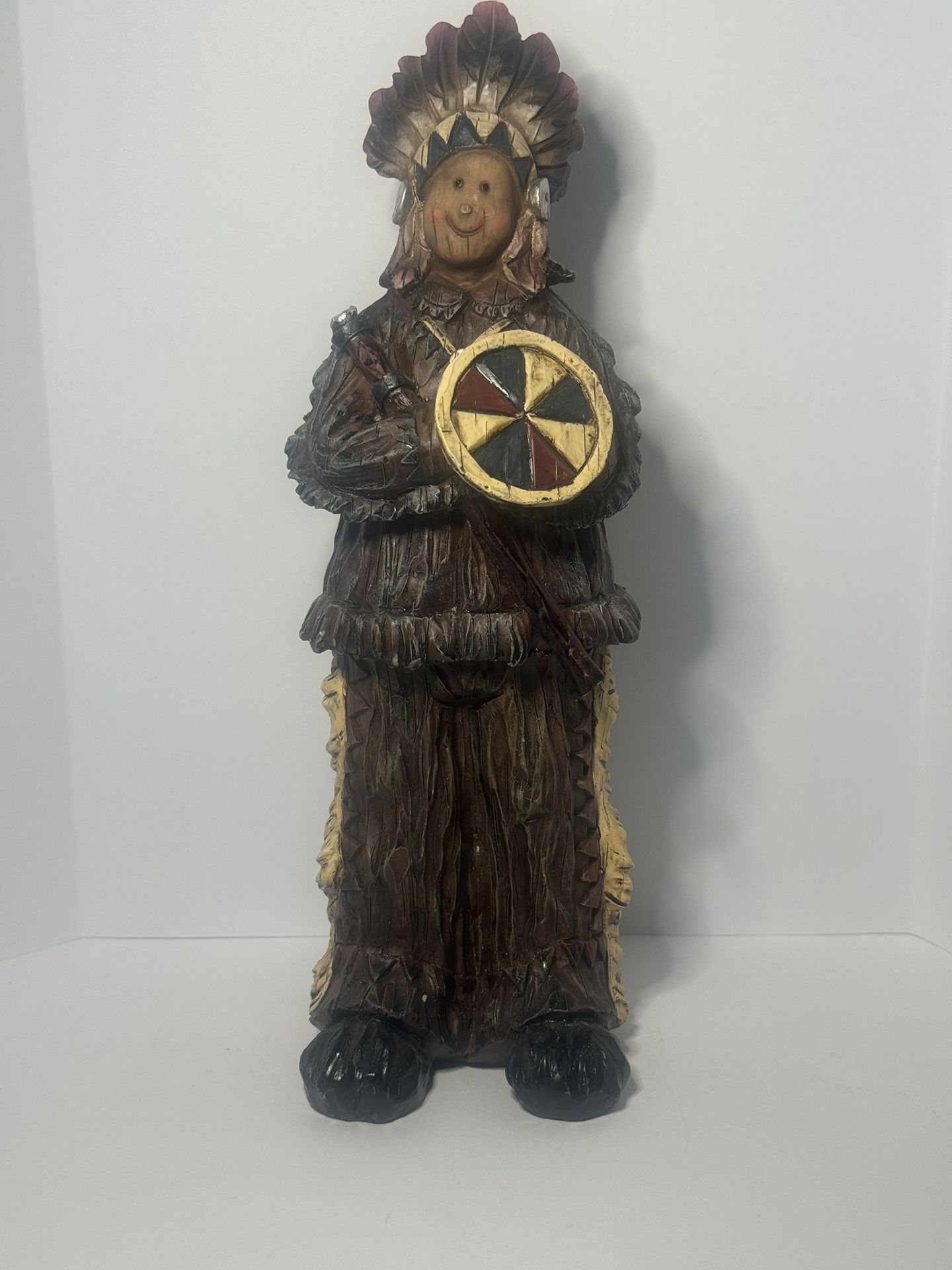 Native American Chief Vintage Frontier Look Statue 12" Tall