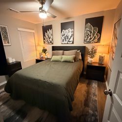 Queen size very sturdy bed set with two night stands