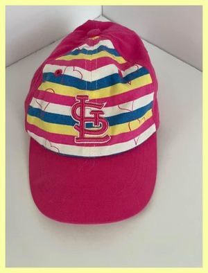 St Louis Cardinals Toddler Adjustable Ball Cap Hat Pink Stripes Hearts
