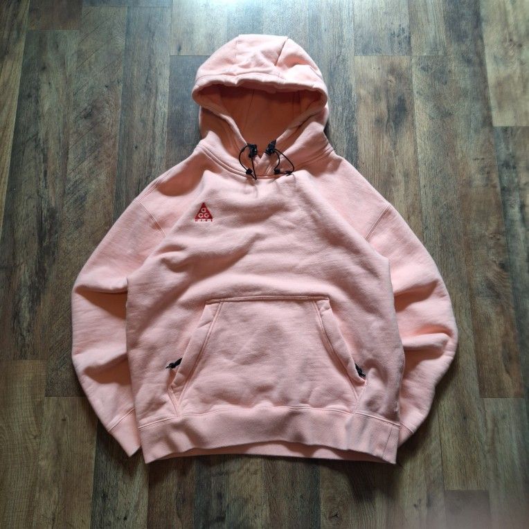 Nike ACG fleece pullover hoodie Bleached Coral Pink White Summit