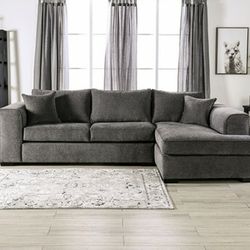 Grey Chenille Sectional Brand New In Box