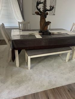 Dining table seats six