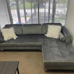 Grey Sectional Velvet New Box 