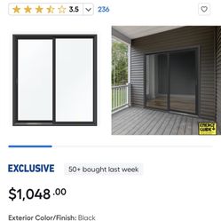 New Patio Door Vinyl Black Outside White Inside Size W71.1/2 H79.1/2 New Construction $575 Each   Opening From Right Slide On The Left Inside The Hous