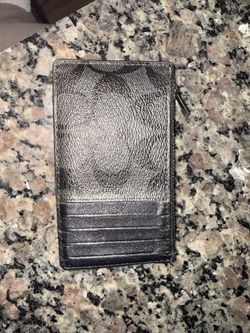 Coach Men Black Leather Zip Wallet with Card Slots