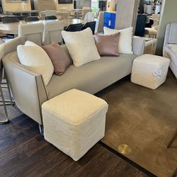AICO Michael Amini (High End ) Beige Sofa w/Pilliws